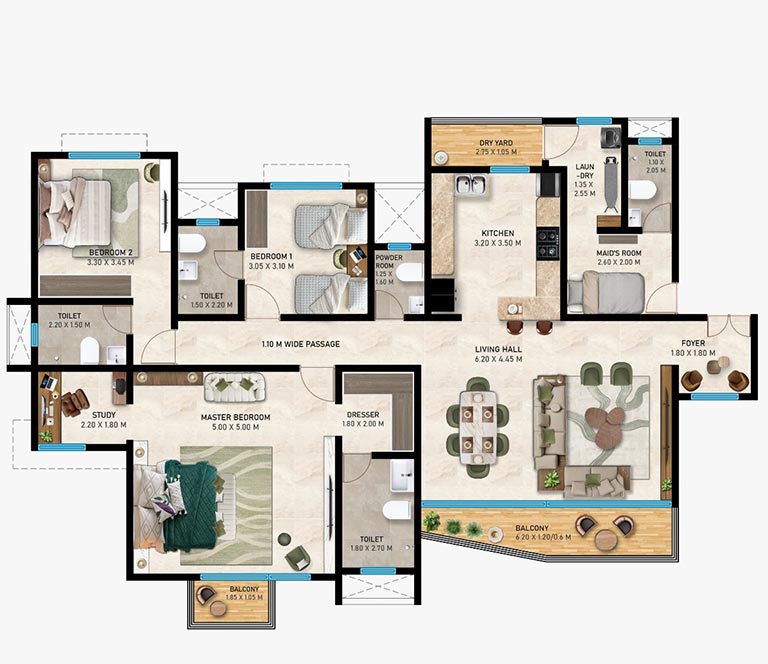 4 Bedroom Apartment Floor Plan